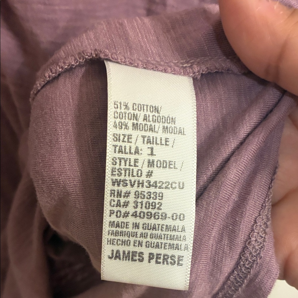 James Perse Mauve Long Sleeve Henley in Sz 1 -equivalent to a small - Picture 6 of 11